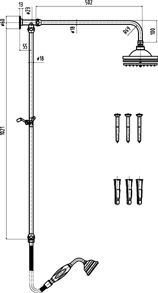 Additional image for Luxury Rigid Riser Set Without Diverter (Chrome).