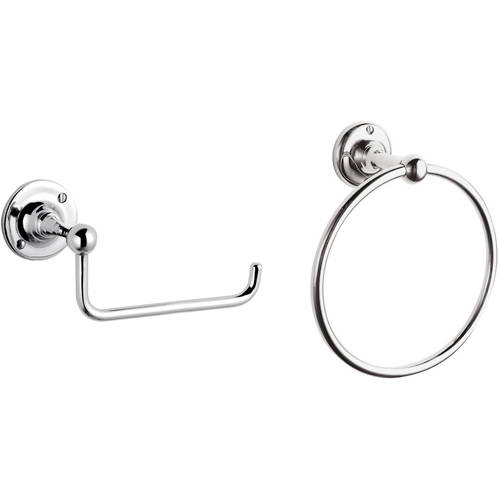 Additional image for Toilet Roll Holder & Towel Ring Pack (Chrome).