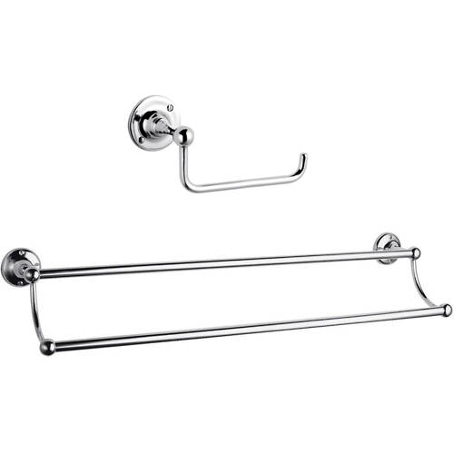 Additional image for Toilet Roll Holder & Towel Rail Pack (Chrome).