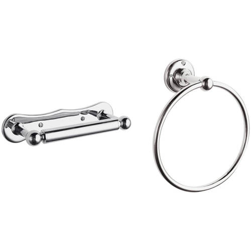 Additional image for Toilet Roll Holder & Towel Ring Pack (Chrome).