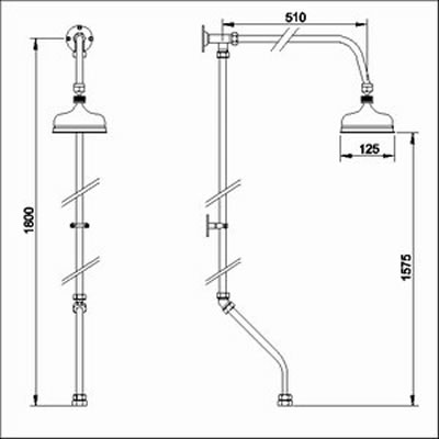 Additional image for Rigid riser kit for bath shower mixer with swivel head.