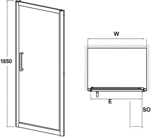 Additional image for Hinged Shower Door (760mm).
