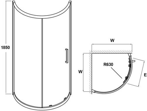 Additional image for D Shaped Corner Shower Enclosure & Tray.