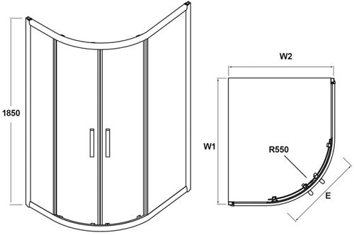 Additional image for Offset Quadrant Shower Enclosure (1000x800mm).
