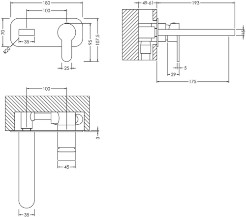 Additional image for Wall Mounted Basin Mixer Tap With Blackplate (M Black).