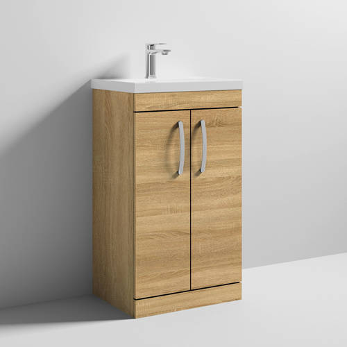 Additional image for Vanity Unit With 2 x Doors & Basin 500mm (Natural Oak).