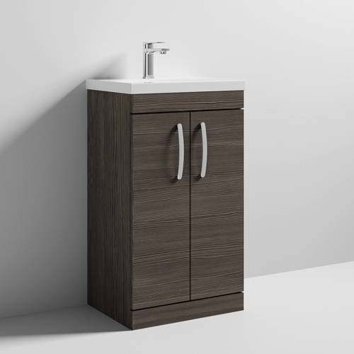 Additional image for Vanity Unit With 2 x Doors & Basin 500mm (Brown Grey Avola).