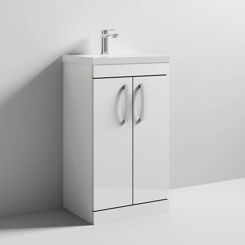 Additional image for Vanity Unit With 2 x Doors & Basin 500mm (Gloss White).
