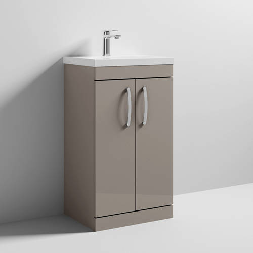 Additional image for Vanity Unit With 2 x Doors & Basin 500mm (Stone Grey).
