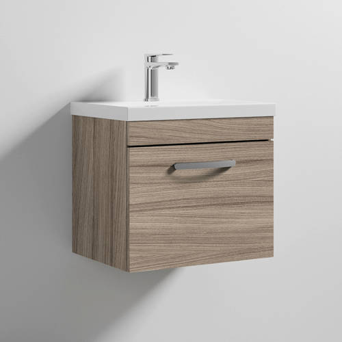 Additional image for Wall Vanity Unit With 1 x Drawer & Basin 500mm (Driftwood).