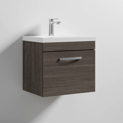 Additional image for Wall Vanity Unit With 1 x Drawer & Basin 500mm (Grey Avola).