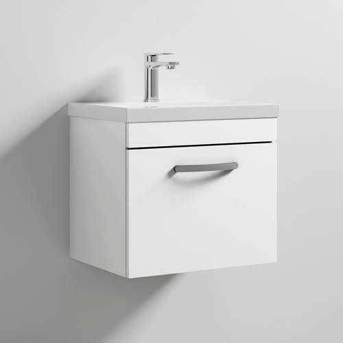Additional image for Wall Vanity Unit With 1 x Drawer & Basin 500mm (Gloss White).