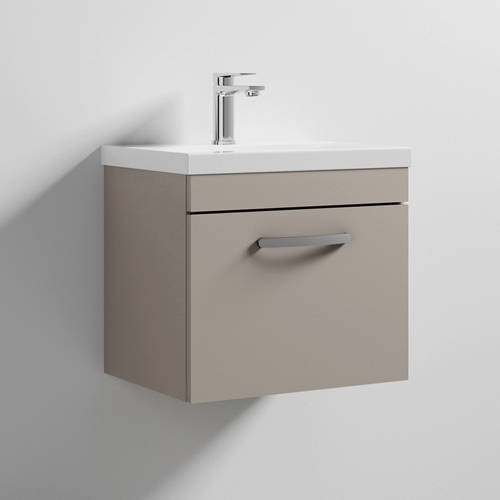 Additional image for Wall Vanity Unit With 1 x Drawer & Basin 500mm (Stone Grey).