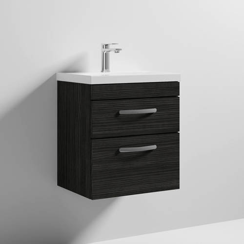 Additional image for Wall Vanity Unit With 2 x Drawer & Basin 500mm (Hacienda).