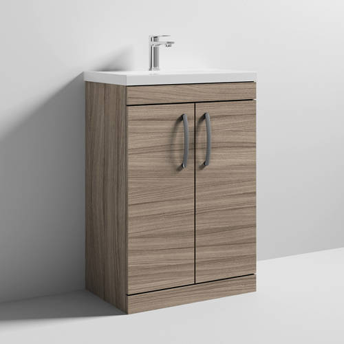 Additional image for Vanity Unit With 2 x Doors & Basin 600mm (Driftwood).