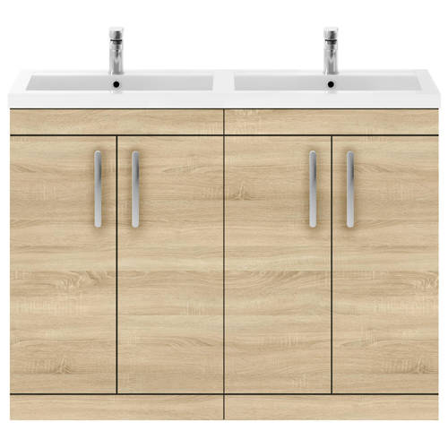 Additional image for Vanity Unit With 4 x Doors & Double Basin (Natural Oak).