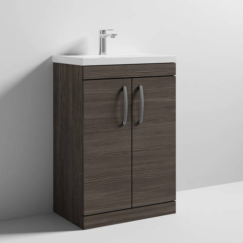 Additional image for Vanity Unit With 2 x Doors & Basin 600mm (Brown Grey Avola).