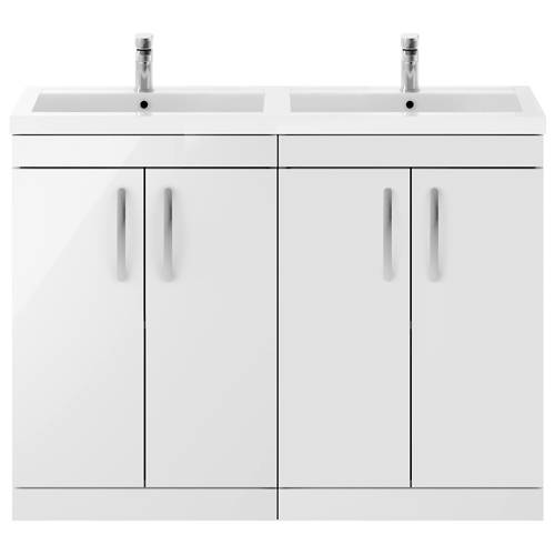Additional image for Vanity Unit With 4 x Doors & Double Basin (Gloss White).