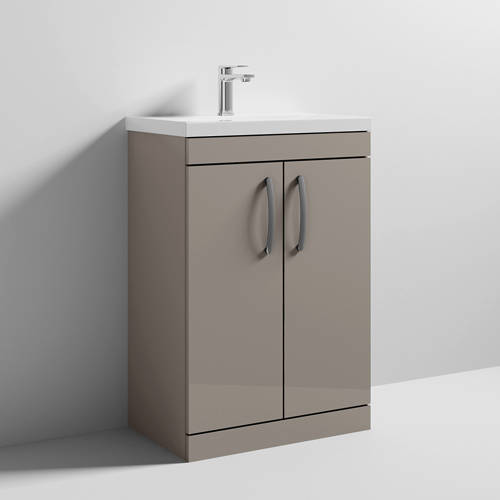 Additional image for Vanity Unit With 2 x Doors & Basin 600mm (Stone Grey).