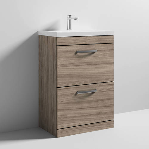 Additional image for Vanity Unit With 2 x Drawers & Basin 600mm (Driftwood).