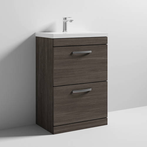 Additional image for Vanity Unit With 2 x Drawers & Basin 600mm (Brown Grey Avola).