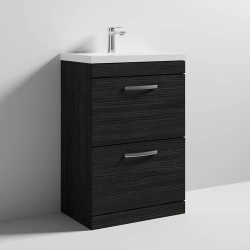 Additional image for Vanity Unit With 2 x Drawers & Basin 600mm (Hacienda Black).