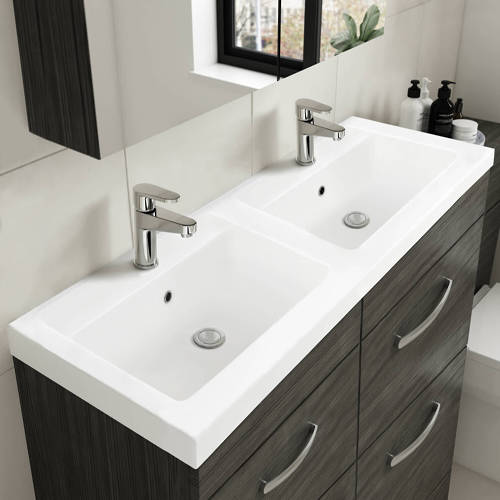 Additional image for Vanity Unit With 4 x Drawers & Double Basin (Stone Grey).