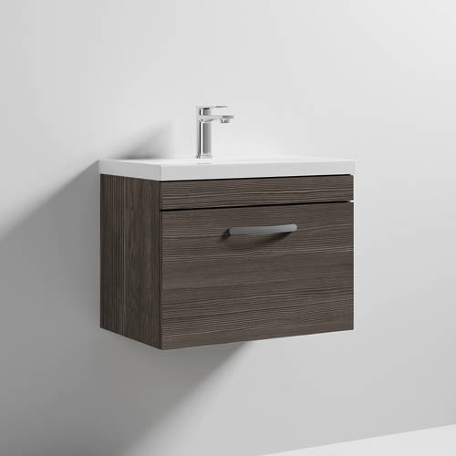 Additional image for Wall Vanity Unit With 1 x Drawer & Basin 600mm (Grey Avola).