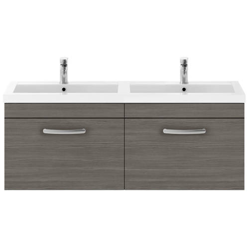 Additional image for Wall Vanity Unit With 2 x Drawers & Double Basin (Grey Avola).