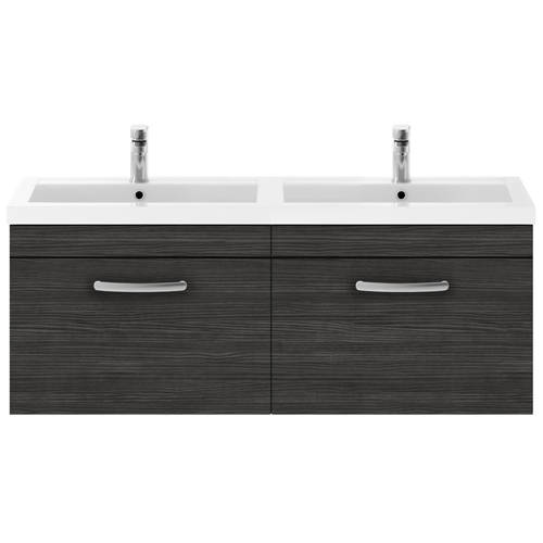 Additional image for Wall Vanity Unit With 2 x Drawers & Double Basin (Hacienda).