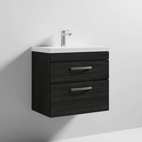 Additional image for Wall Vanity Unit With 2 x Drawer & Basin 600mm (Hacienda).