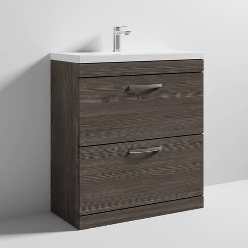 Additional image for Vanity Unit With 2 x Drawers & Basin 800mm (Brown Grey Avola).