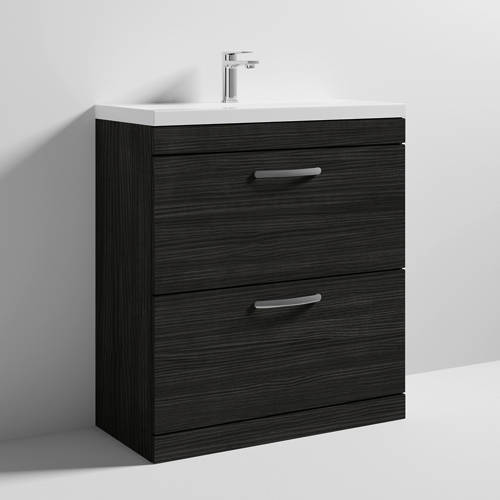 Additional image for Vanity Unit With 2 x Drawers & Basin 800mm (Hacienda Black).