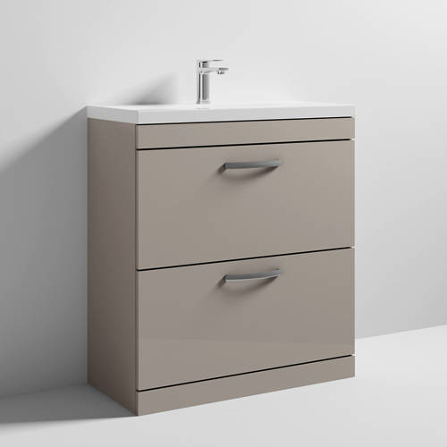 Additional image for Vanity Unit With 2 x Drawers & Basin 800mm (Stone Grey).