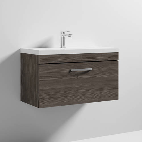 Additional image for Wall Vanity Unit With 1 x Drawer & Basin 800mm (Grey Avola).