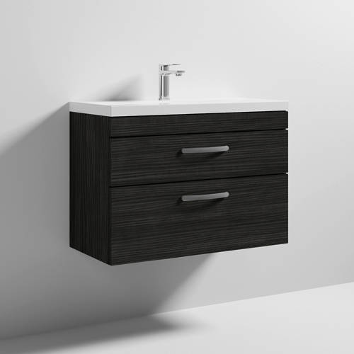 Additional image for Wall Vanity Unit With 2 x Drawer & Basin 800mm (Hacienda).