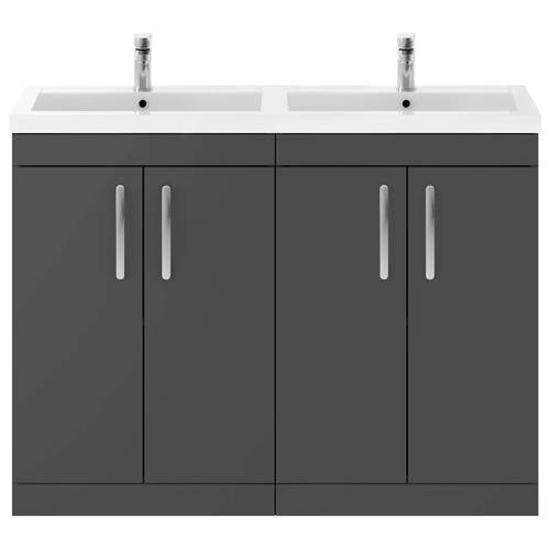 Additional image for Vanity Unit With 4 x Doors & Double Basin (Gloss Grey).