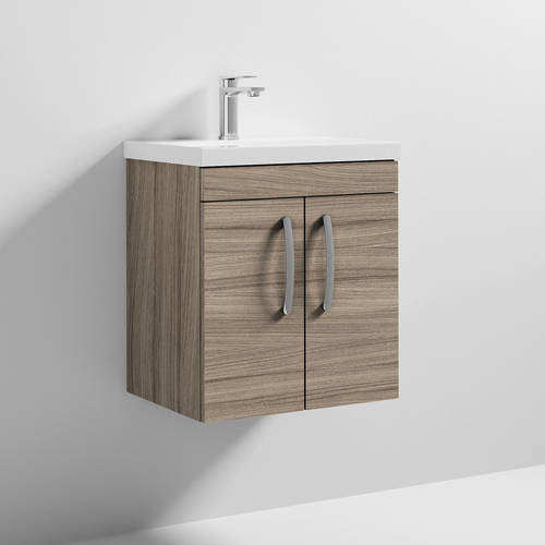 Additional image for Wall Vanity Unit With 2 x Doors & Basin 500mm (Driftwood).