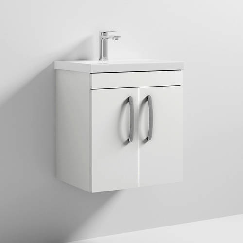 Additional image for Wall Vanity Unit With 2 x Doors & Basin 500mm (Gloss White).