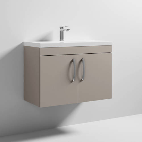 Additional image for Wall Vanity Unit With 2 x Doors & Basin 800mm (Stone Grey).