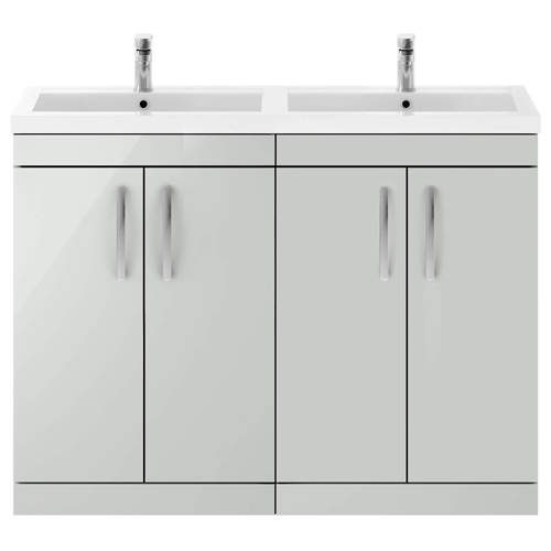 Additional image for Vanity Unit With 4 x Doors & Double Basin (Gloss Grey Mist).
