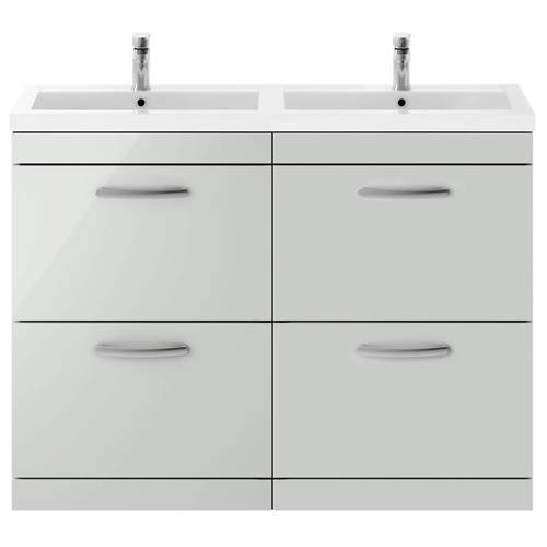 Additional image for Vanity Unit With 4 x Drawers & Double Basin (Gloss Grey Mist).