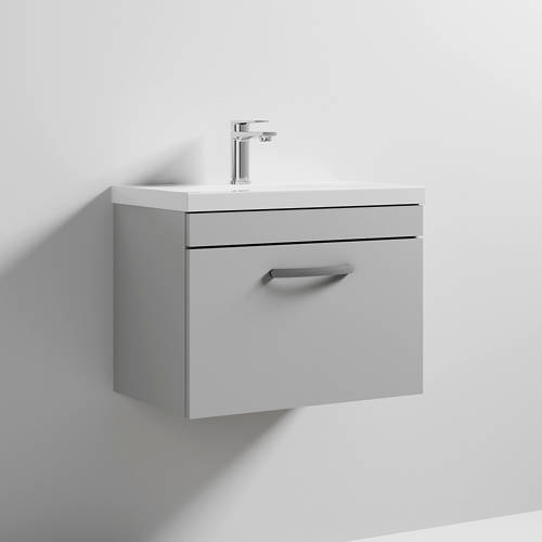Additional image for Wall Vanity Unit With 1 x Drawer & Basin 600mm (Grey Mist).