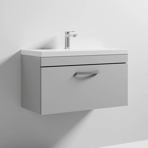 Additional image for Wall Vanity Unit With 1 x Drawer & Basin 800mm (Grey Mist).