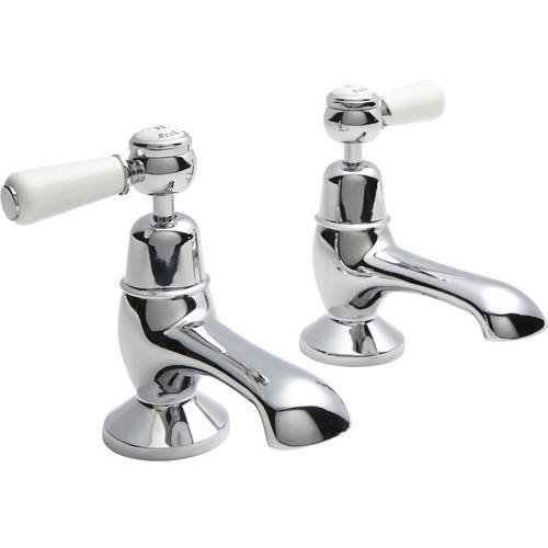 Additional image for Bath Taps With Ceramic Lever Handles (White & Chrome).