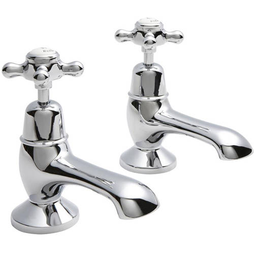 Additional image for Bath Taps With Crosshead Handles (White & Chrome).