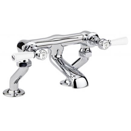 Additional image for Bath Filler Tap With Lever Handles (White & Chrome).