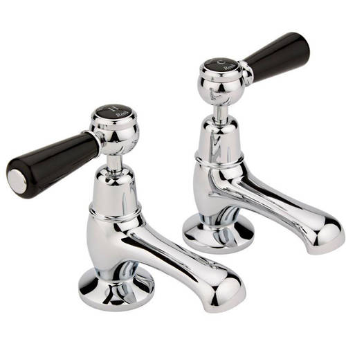 Additional image for Basin Taps With Ceramic Lever Handles (Black & Chrome).