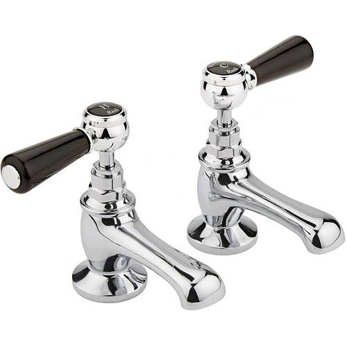 Additional image for Basin Taps With Ceramic Lever Handles (Black & Chrome).