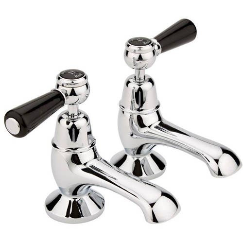 Additional image for Bath Taps With Ceramic Lever Handles (Black & Chrome).